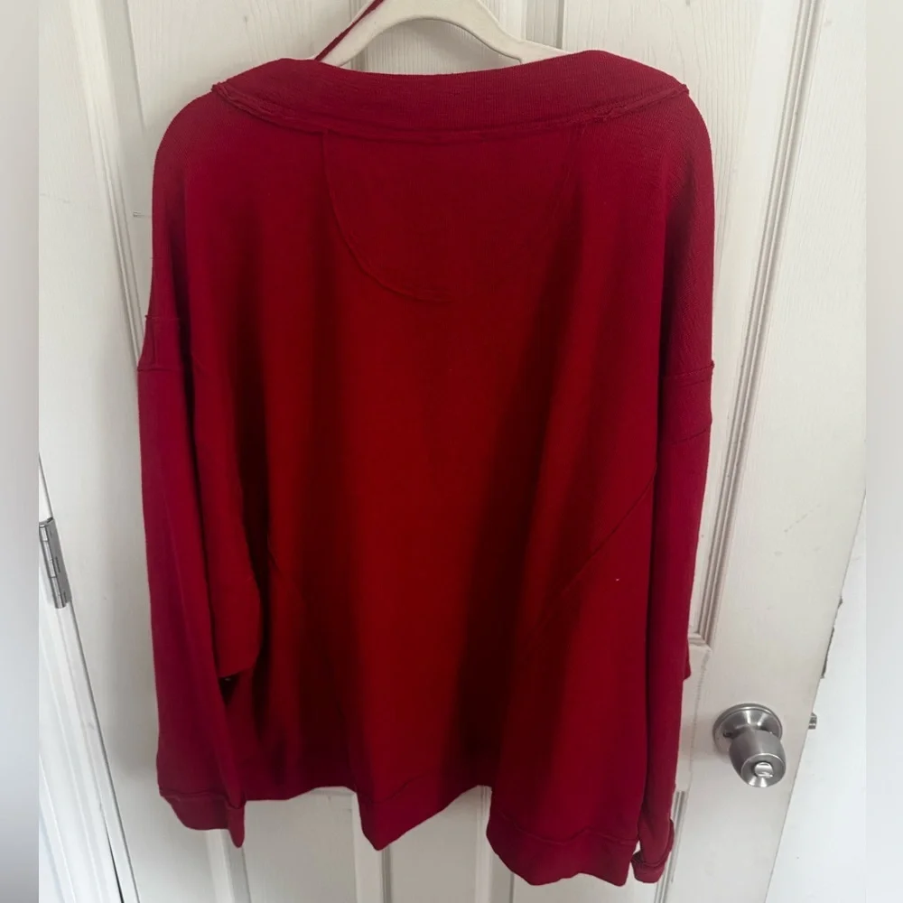 Free People Intimately XS Sweater Staycation Oversize Lounge Sweatshirt Red - Picture 8 of 13